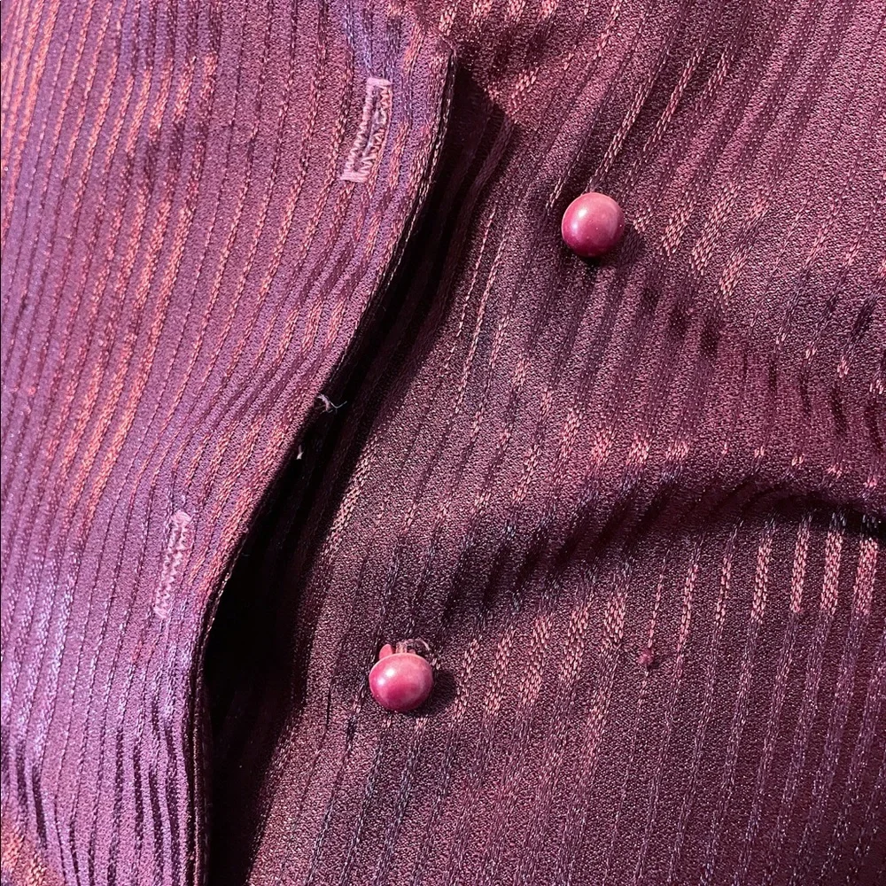 Vintage Merlot Ruffle High-Neck Puff Sleeve Dress - Picture 3 of 12